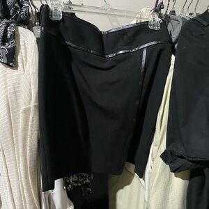 White House Black Market Black Faux-Leather Trim Mini Skirt